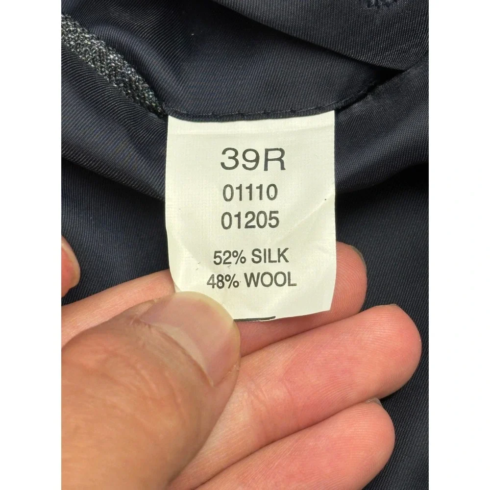 Jos. A. Bank Travelers Collection Blazer‎ Mens 39R Silk Wool Blue Grey Plaid